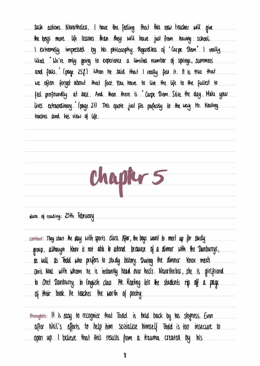 NANCY H. KLEINBAUM
DEAD
POETS
SOCIETY
ASSIGNMENT: READING JOURNAL
SUBJECT: ENGLISH
AUTHOR: MELISSA DESIDERIA SCHUTT
CLASS: 10B table of cont