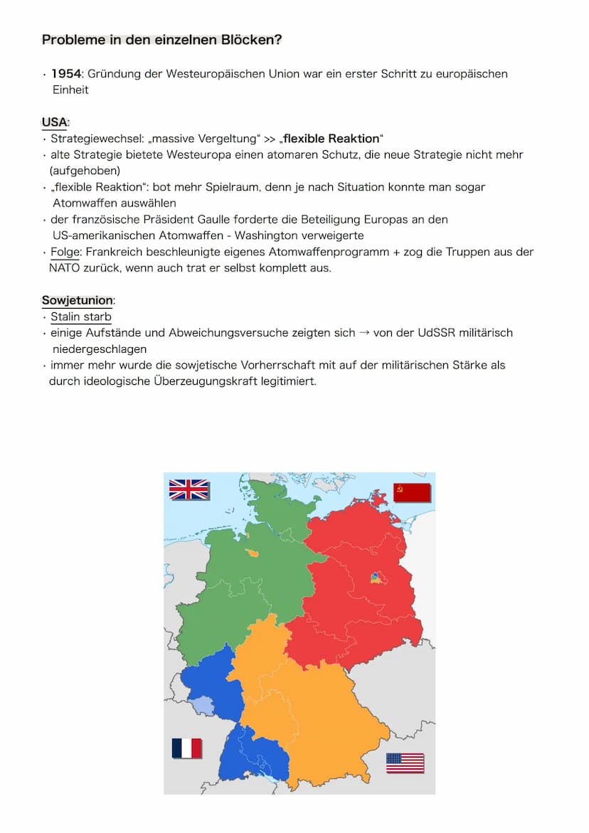 Geschichte - Teilung Deutschlands
DER KALTE KRIEG
Zwischen 1945 und 1990/91 war die Welt in zwei Lager gespalten. Gruppiert um die
Supermäch