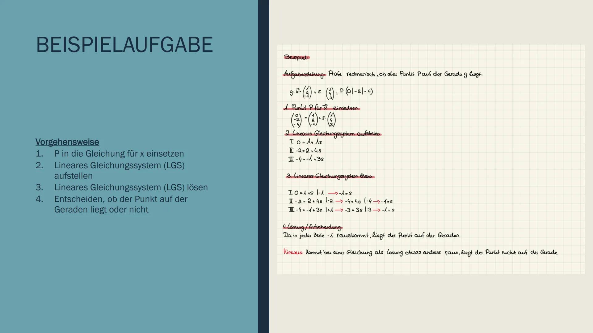 GERADEN IM RAUM INHALTSVERZEICHNIS
Definition
Parameterdarstellung einer Geraden
■ Punktprobe
Lagebeziehungen von Geraden DEFINITION
Geraden
