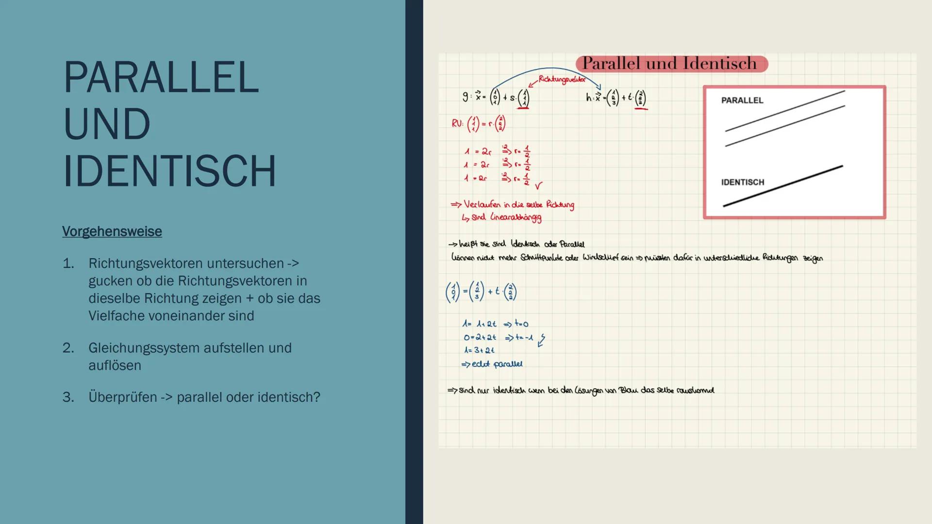 GERADEN IM RAUM INHALTSVERZEICHNIS
Definition
Parameterdarstellung einer Geraden
■ Punktprobe
Lagebeziehungen von Geraden DEFINITION
Geraden