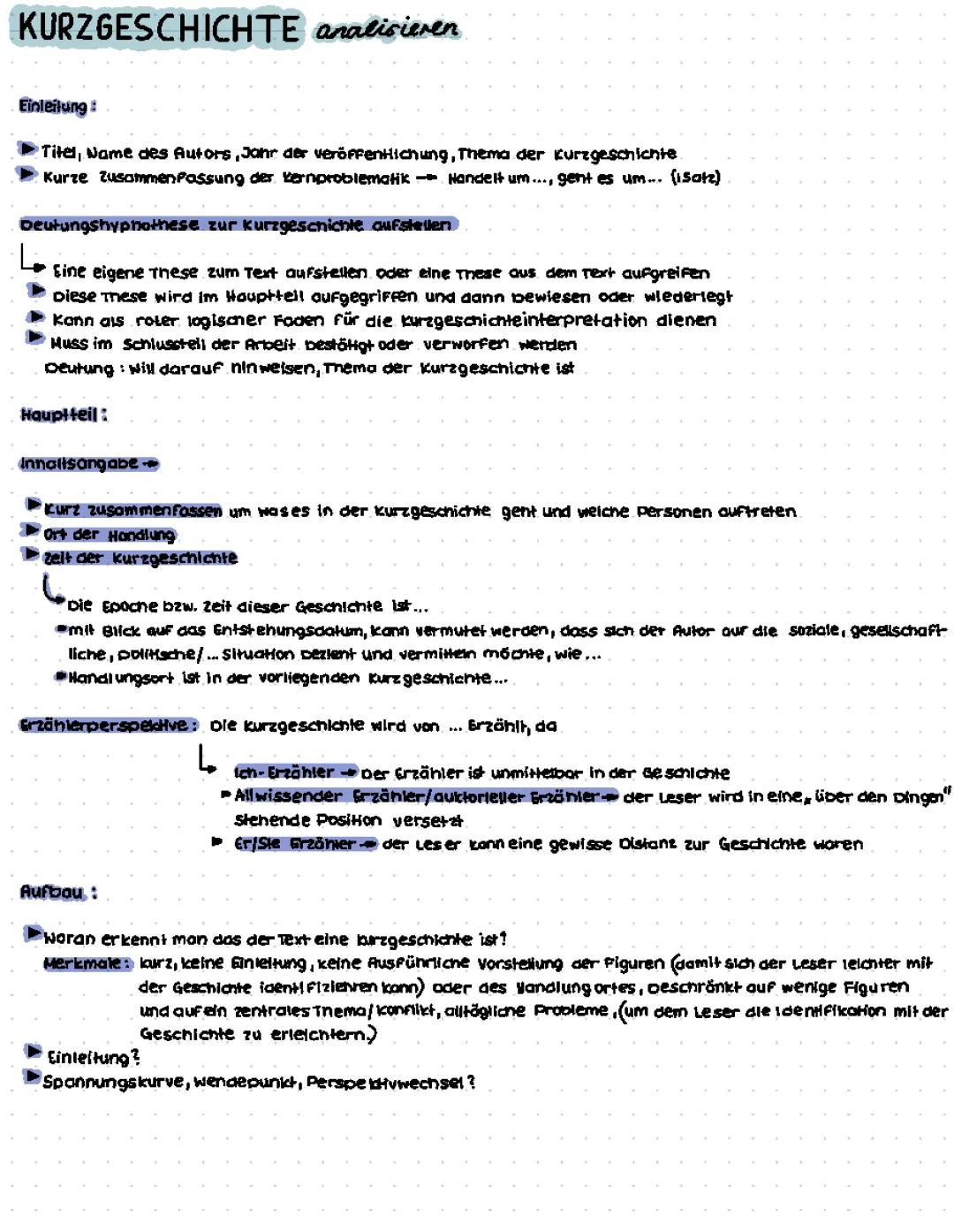 Kurzgeschichte analysieren