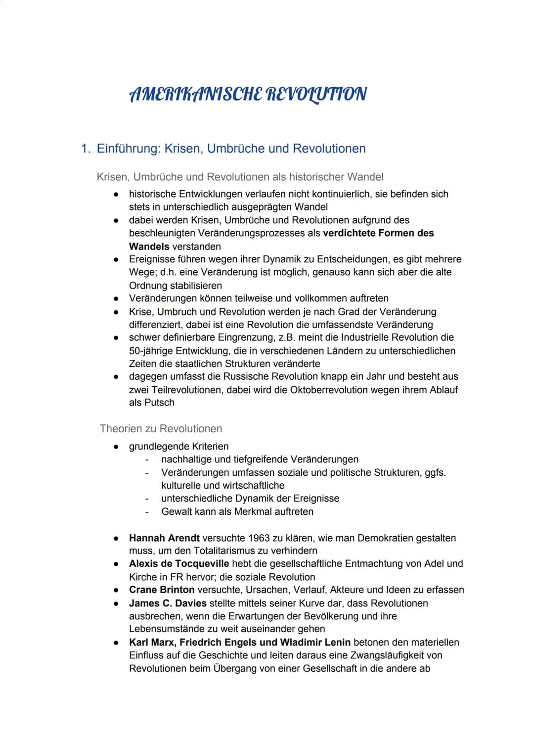 1. Einführung: Krisen, Umbrüche und Revolutionen
Krisen, Umbrüche und Revolutionen als historischer Wandel
● historische Entwicklungen verla