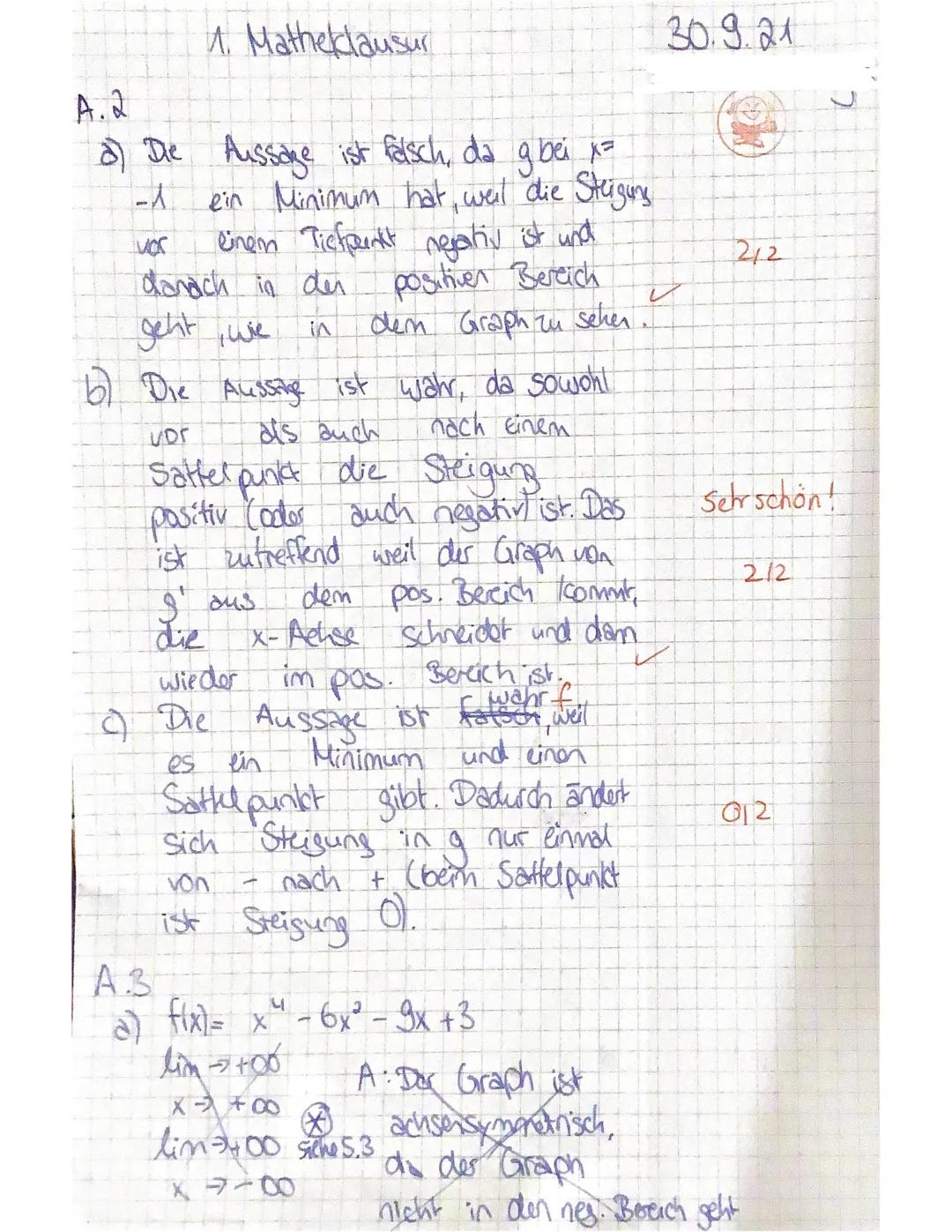 Mathe Q1
Checkliste:
0
Lass bitte überall etwa 6cm Rand frei (1/3 des Klausurbogens).
☐ Schreibe bitte deinen Namen auf die Aufgabenblätter 