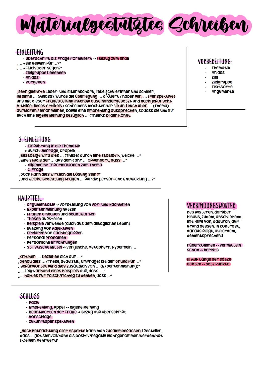 Materialgestütztes Schreiben