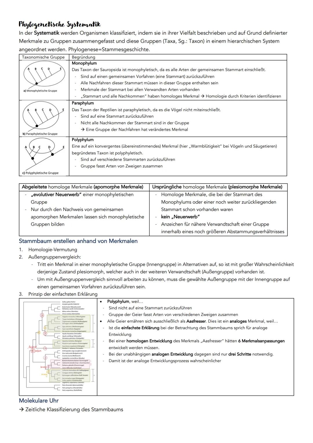 EVOLUTION
Definition: Über die Generation hinweg ablaufende Veränderung der erblichen Merkmale von Populationen.
Systematische Ordnung von L