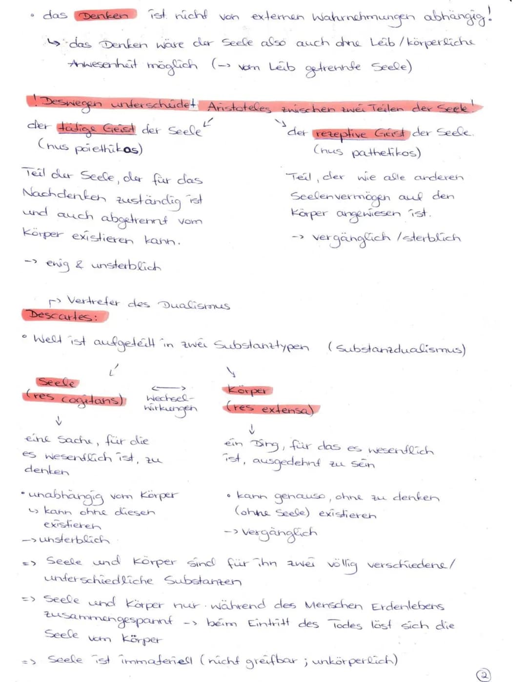 DAS LEIB-SEELE-PROBLEM
- Vorstellungen
von Aristoteles und Descartes
Leib
Materie -
Körper (Gehirn)- Geist
Seele
Bewusstsein
Dualismus
Bsp. 