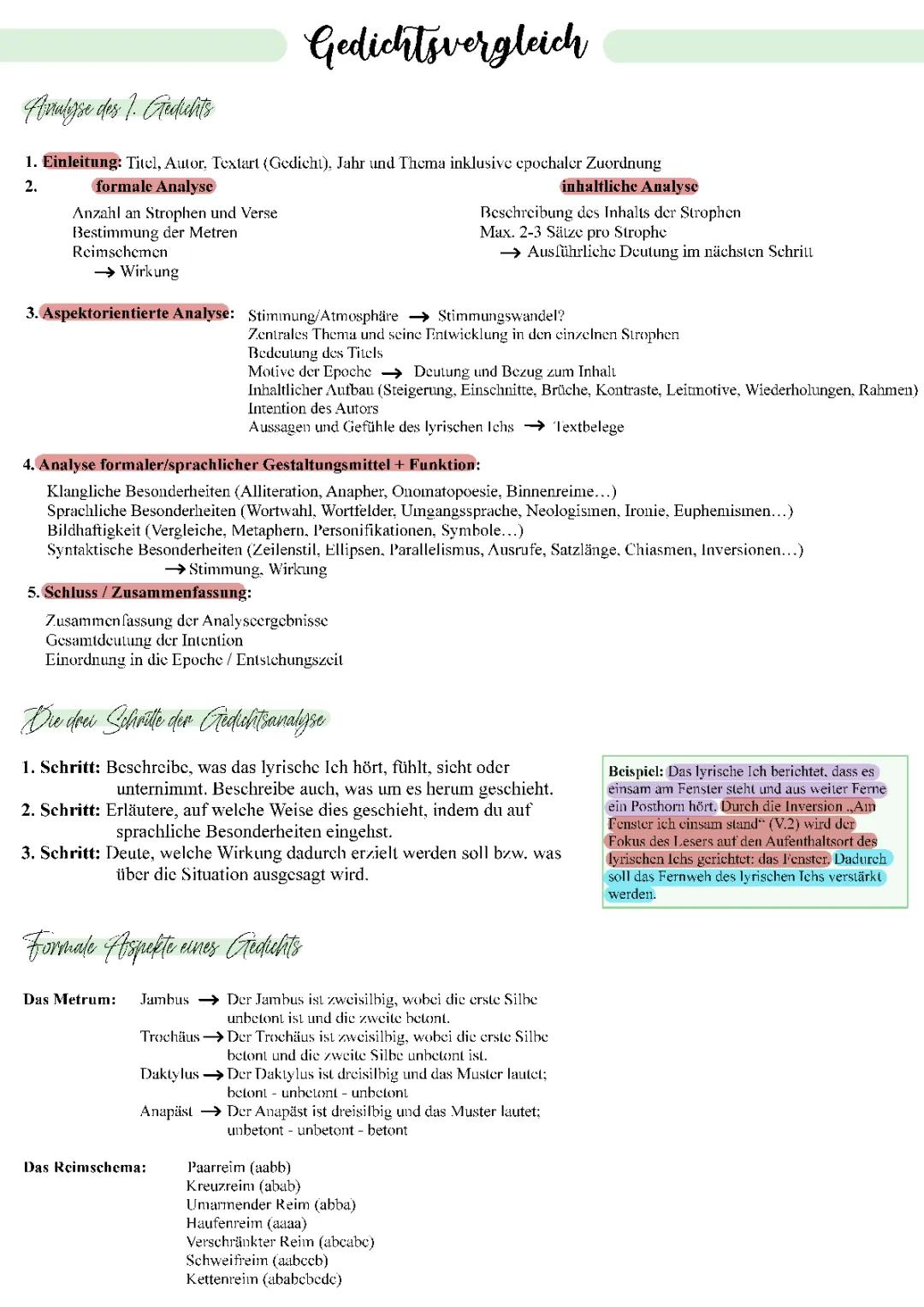 Gedichtsvergleich & Gedichtsanalyse