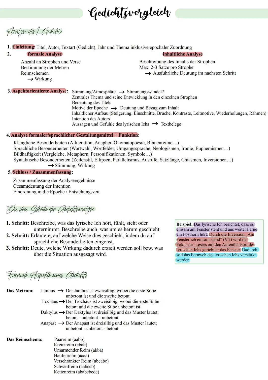 Analyse des 1. Gedichts
1. Einleitung: Titel, Autor, Textart (Gedicht), Jahr und Thema inklusive epochaler Zuordnung
2.
formale Analyse
Anza