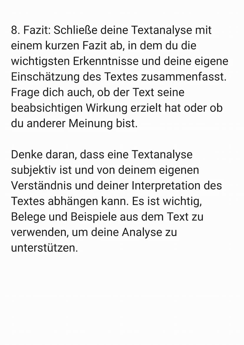 Textanalyse
Eine Textanalyse ist ein strukturierter und
methodischer Ansatz, um einen Text zu
untersuchen und seine verschiedenen
Aspekte zu