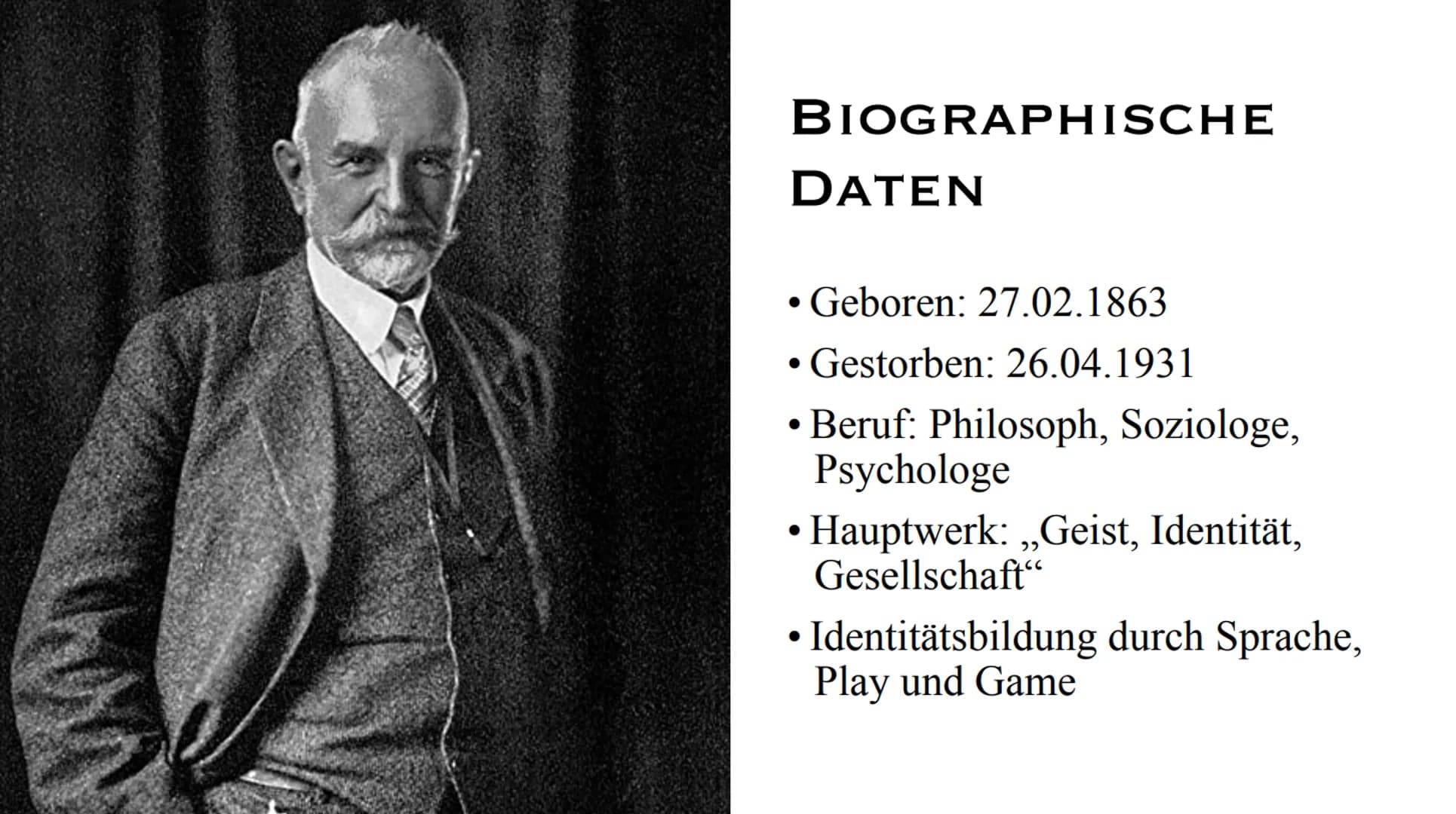 SYMBOLISCHER
INTERAKTIONISMUS
GEORGE HERBERT MEAD
Von: Eva, Sofie 1.
2.
3.
4.
5.
6.
GLIEDERUNG 7.
8.
9.
10.
11.
12.
13.
14.
15.
Biographisch