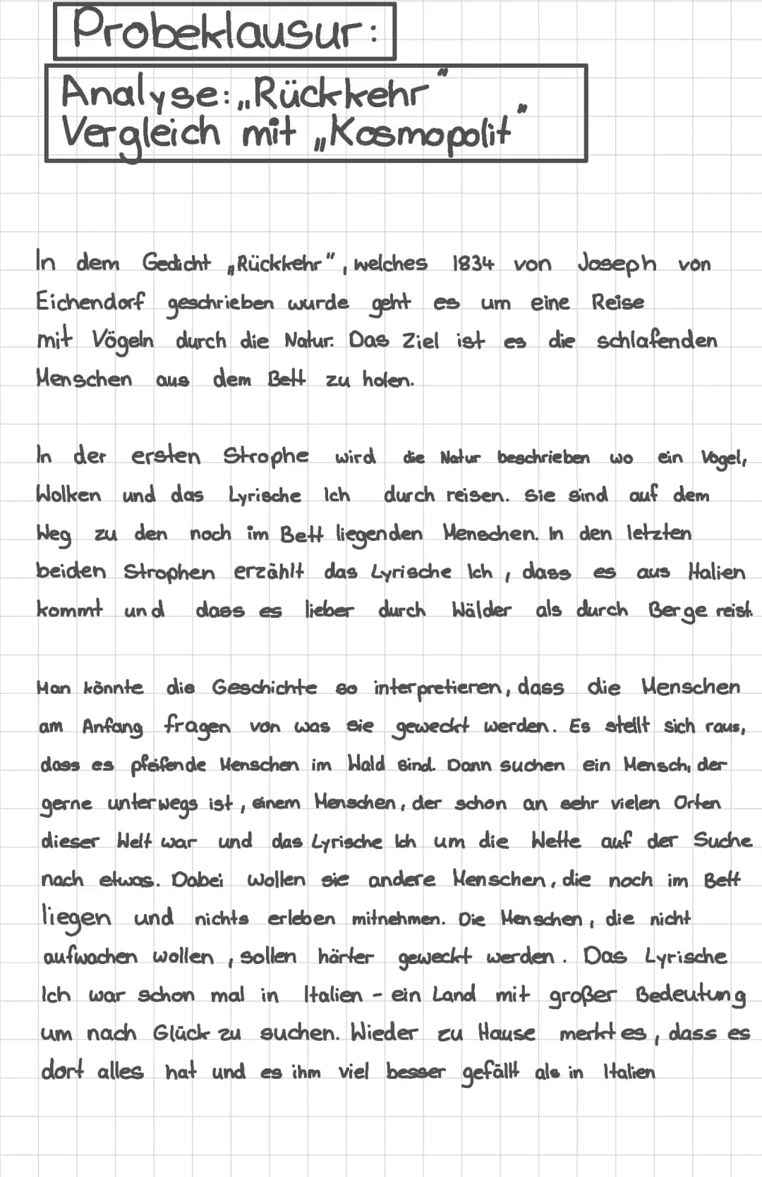 Gedichtanalyse „Rückkehr“ - Interpretation Eichendorff und George Gedichte