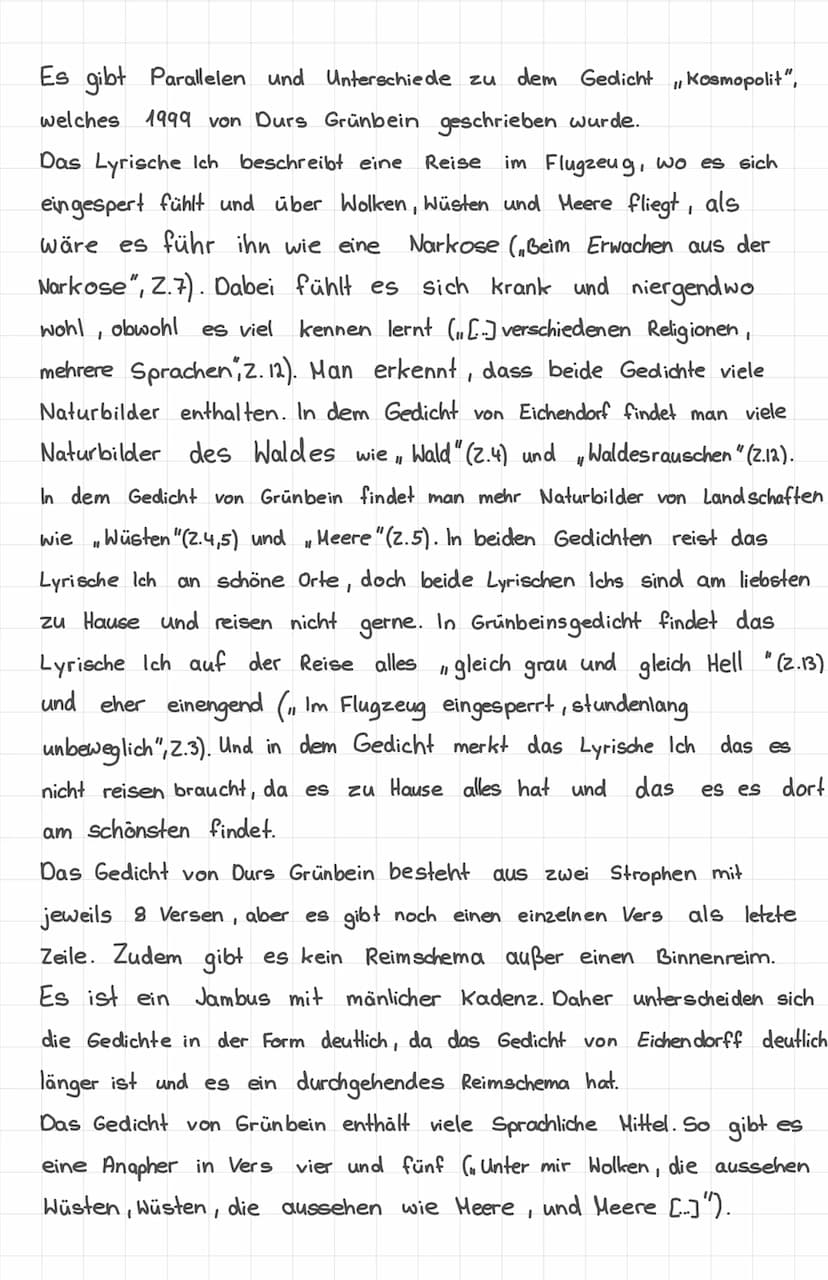Probeklausur:
Analyse:,Rückkehr
Vergleich mit „Kosmopolit
00
In dem Gedicht Rückkehr", welches 1834 von Joseph von
Eichendorf geschrieben wu