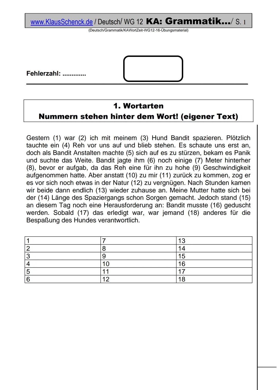 www.KlausSchenck.de / Deutsch / WG 12 KA: Grammatik... / S. 1

(Deutsch/Grammatik/KAWortZeit-WG12-16-Übungsmaterial)

Fehlerzahl: ..........
