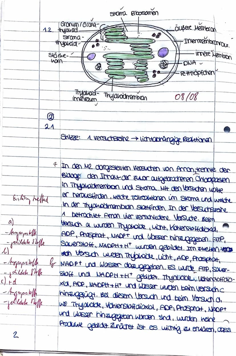 Gesamtpunktzahl: 48/48 Note/Notenpunkto: sehr gut 115 P.
29.06.120
Aufgabenstellung
sr
Experimente zur Fotosynthese
Dem US-amerikanischen Bi