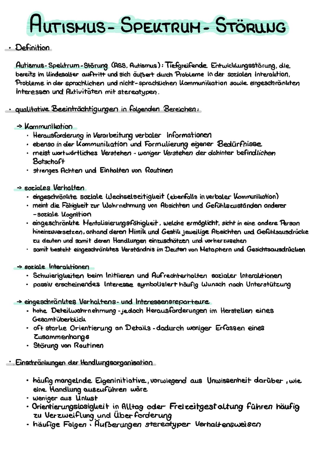Autismus Spektrums Störung 