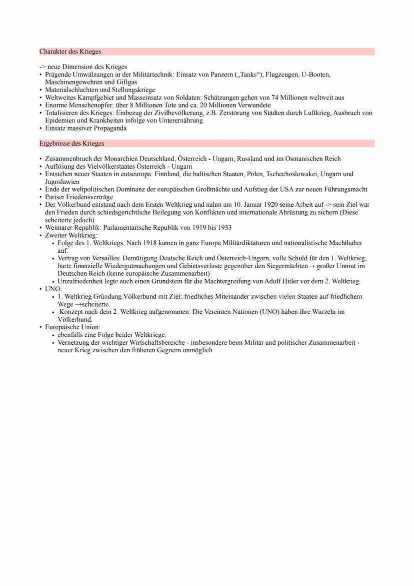 HERAUSFORDERUNG „FRIEDEN" - DIE SUCHE NACH DAUERHAFT FRIEDLICHEM
ZUSAMMENLEBEN
DER ERSTE WELTKRIEG ALS FOLGE VON IMPERIALISMUS UND NATIONALI