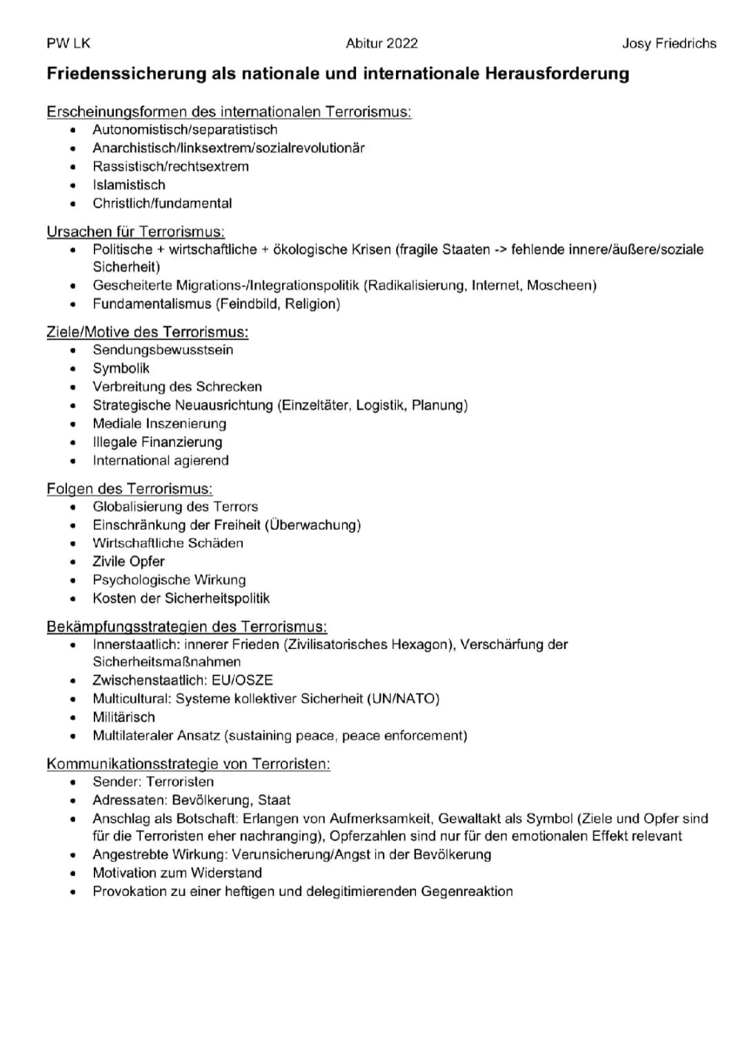 Friedenssicherung als nationale und internationale Herausforderung