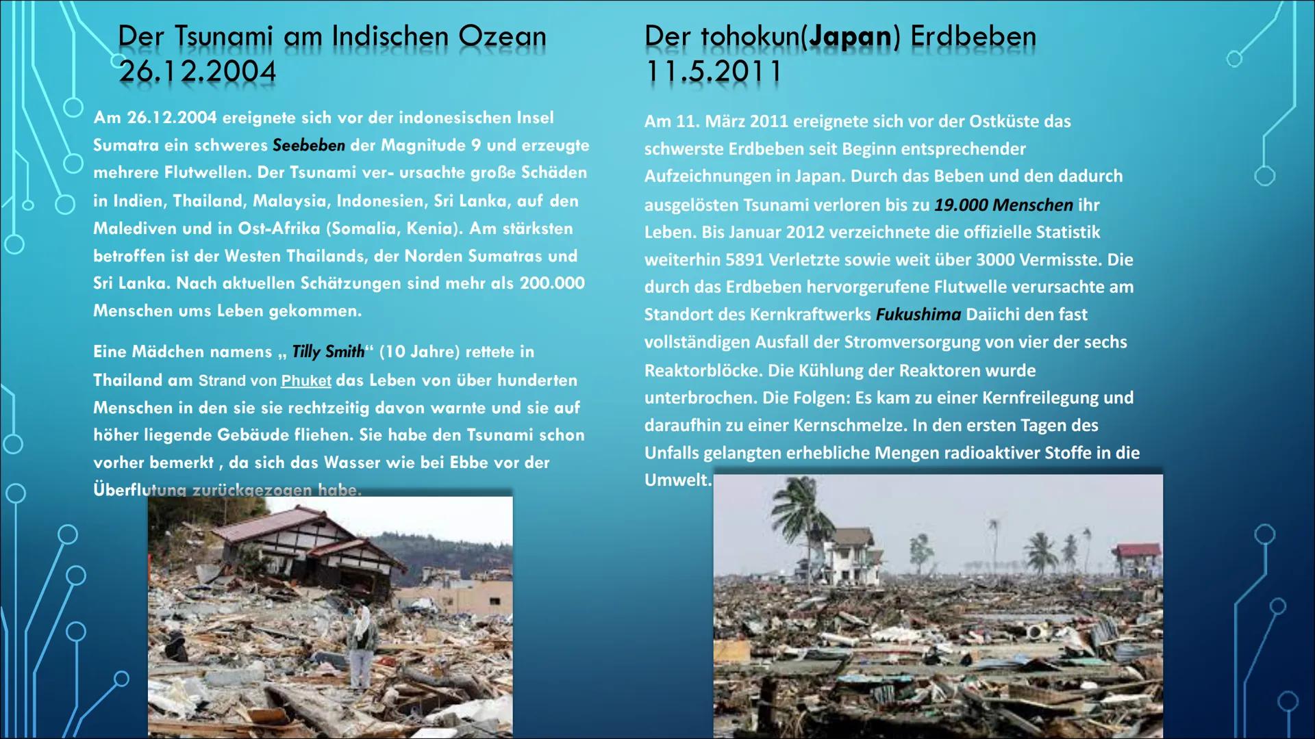 Tsunami # INHALTSVERZEICHNIS

- Was ist ein Tsunami
- Entstehung
- Ausbreitung
- Geschwindigkeit
- Eintreffen eines Tsunamis
- Auswirkungen 