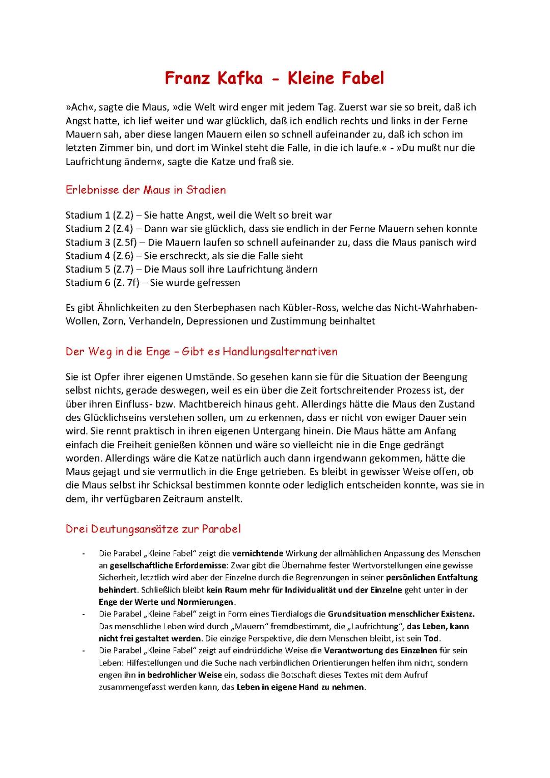 Kleine Fabel - Franz Kafka