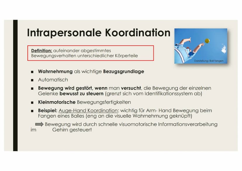 KOORDINATIONSLEISTUNGEN
UND KOORDINATIVE
FÄHIGKEITEN
Name Interpersonale Koordination
Definition: Abstimmung nichtsprachlichen Verhaltens
In