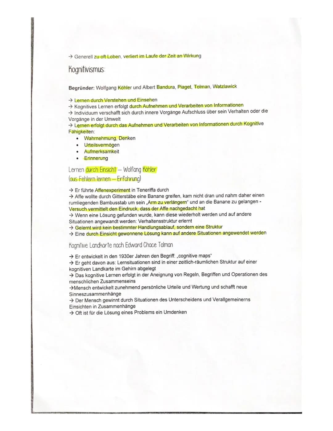 Lerntheorien
Definition Lernen:
→ Lernen ist ein lebenslanger Prozess
→ Lernen wird im Zusammenhang mit der Persönlichkeitsentwicklung betra