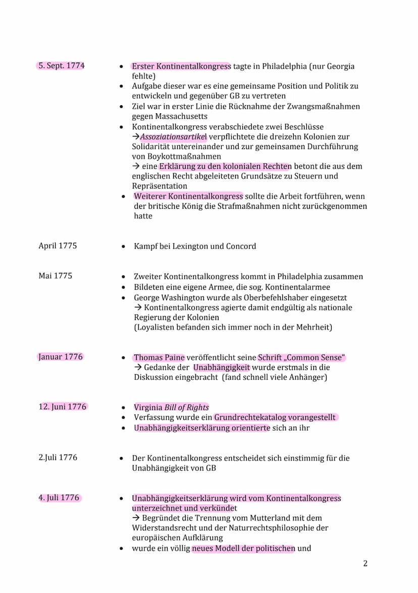 Lernzettel Geschichte Nr.1
Verlauf ab 1770:
5. März 1770
10. Mai 1773
12. Dez. 1773
Frühjahr 1774
● Boston Massacre
→ wurde von den Sons of 