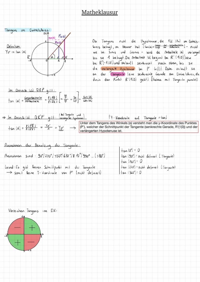 Einheitskreis (Trigonometrie):
Definition:
En Enheits kreis
ursprung
liegt.
Sinus
und
Definition:
Yp := sin (a)
Xp == los (α)
Gegenkathele
⇒