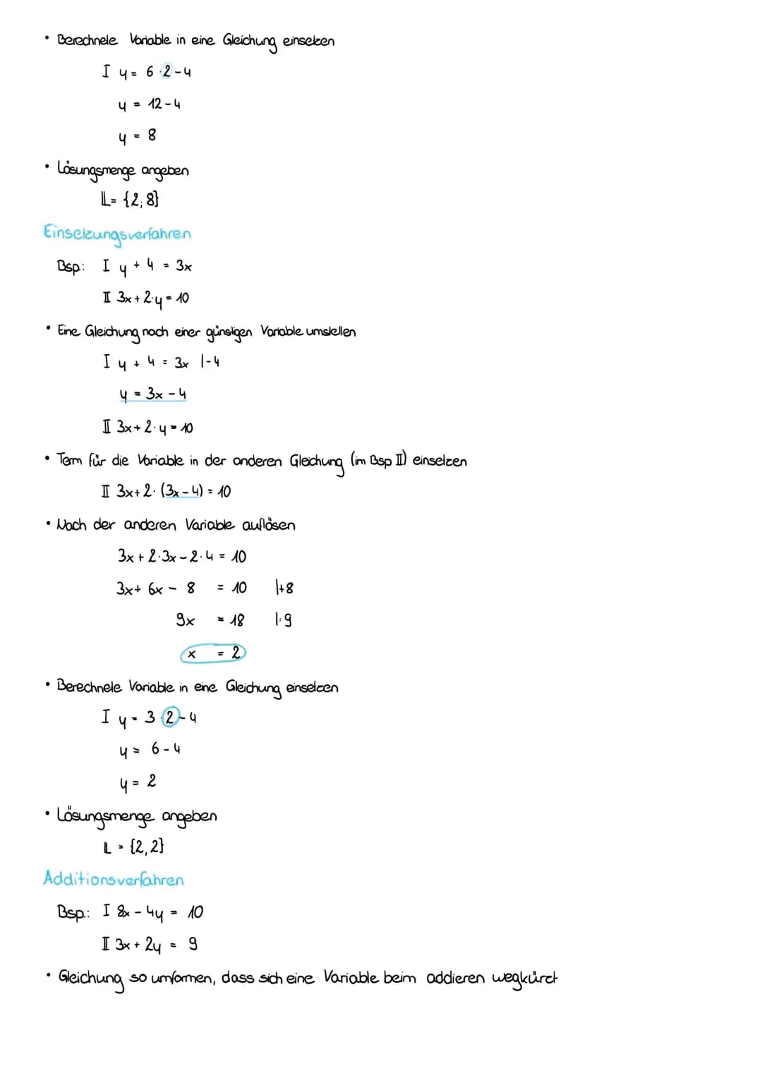 GI EICHUNGEN
Lineare Gleichungen:
Gleichung 1 Grades = Variable kommt in keiner höheren als der ersten Polenz (x²) vor
Allgemeine Form: ax+b