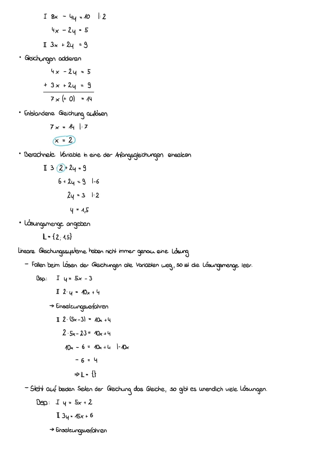 GI EICHUNGEN
Lineare Gleichungen:
Gleichung 1 Grades = Variable kommt in keiner höheren als der ersten Polenz (x²) vor
Allgemeine Form: ax+b