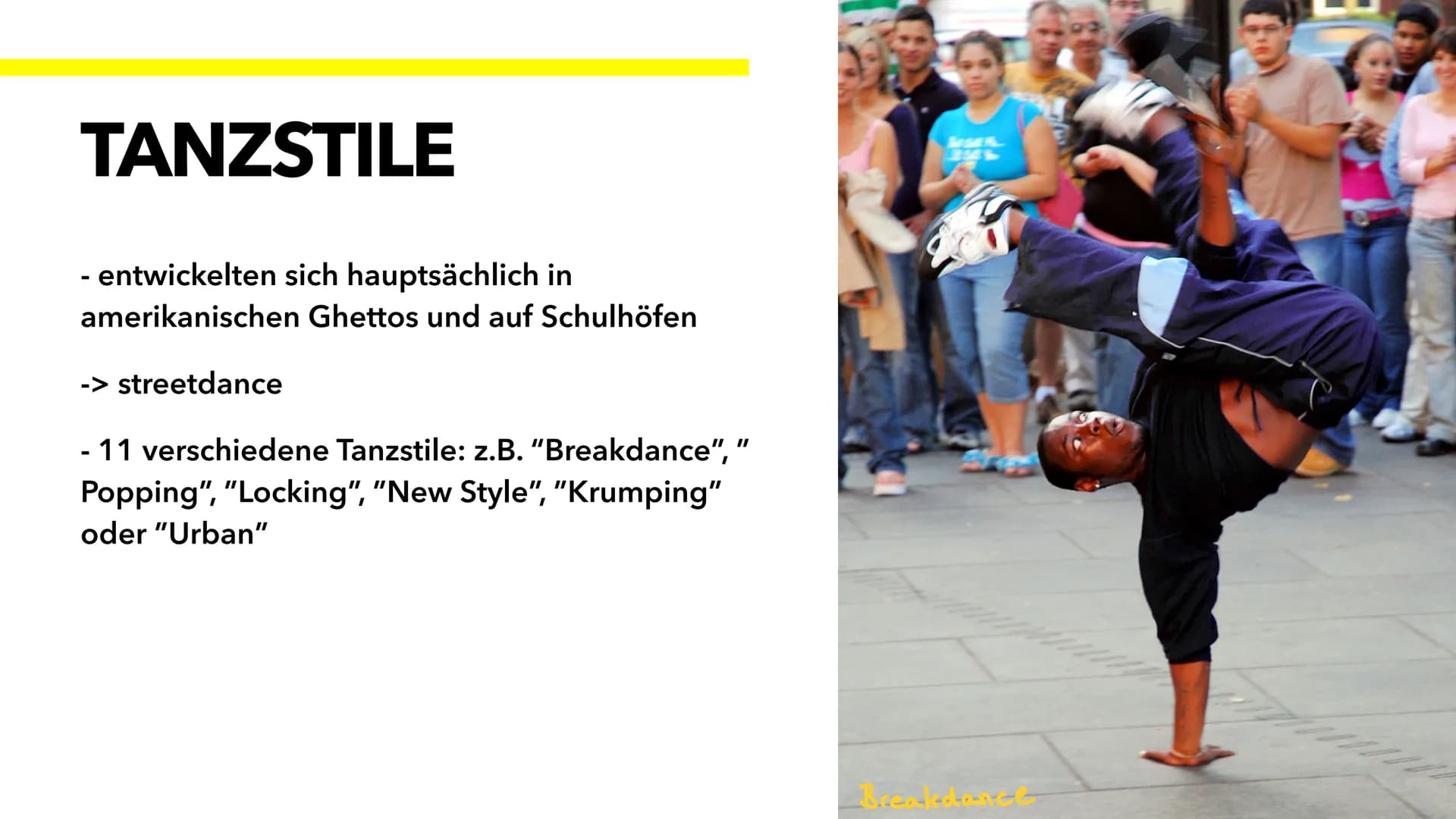 VON JOHANNA
HIP HOP
Red Bull INHALTSANGABE
- Allgemeines
- Herkunft des Namens
- Entwicklung des Tanzes
- Tanzstile
- amerikanischer Hip-Hop