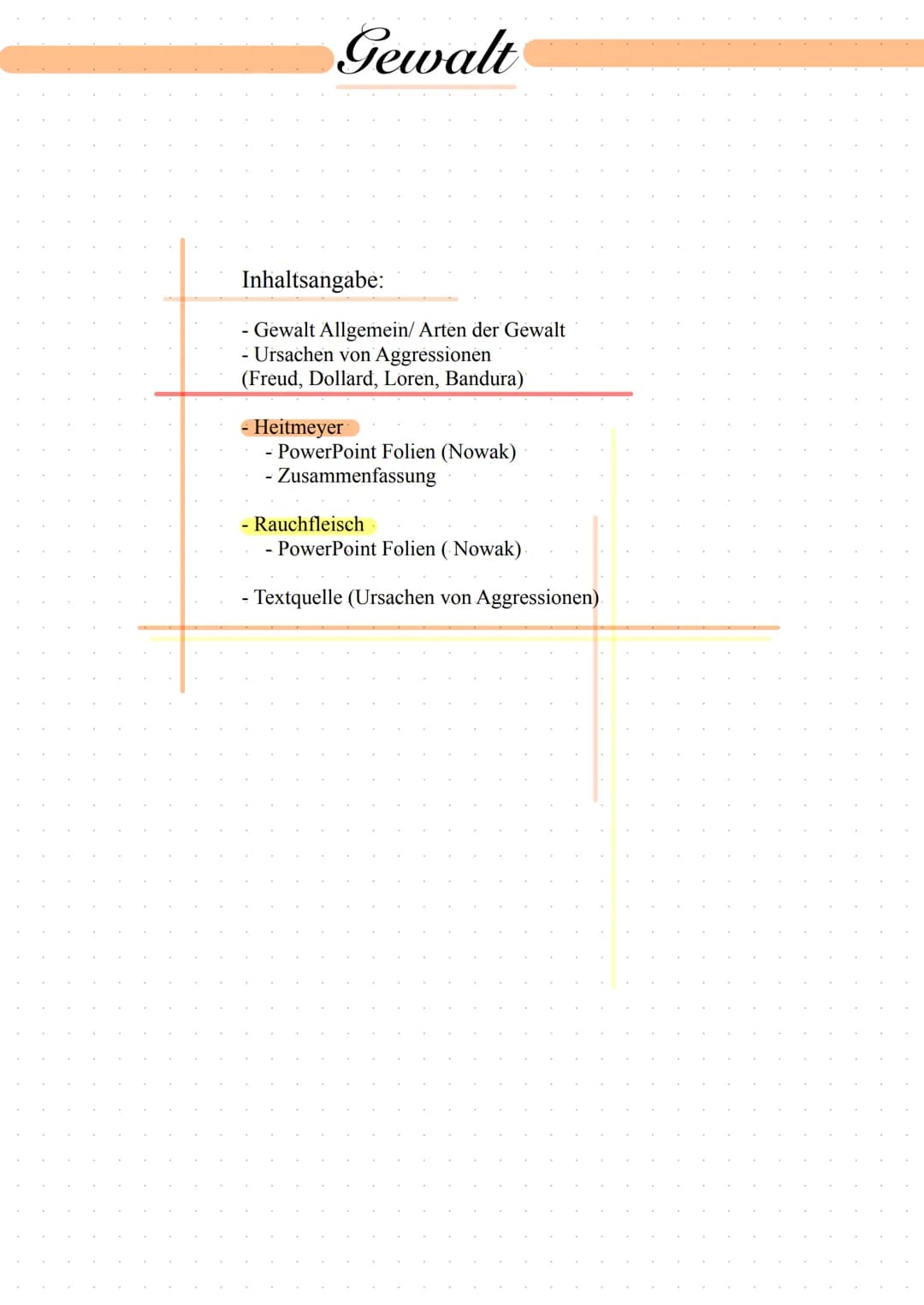 Gewalt
Inhaltsangabe:
- Gewalt Allgemein/ Arten der Gewalt
Ursachen von Aggressionen
(Freud, Dollard, Loren, Bandura)
- Heitmeyer
- PowerPoi