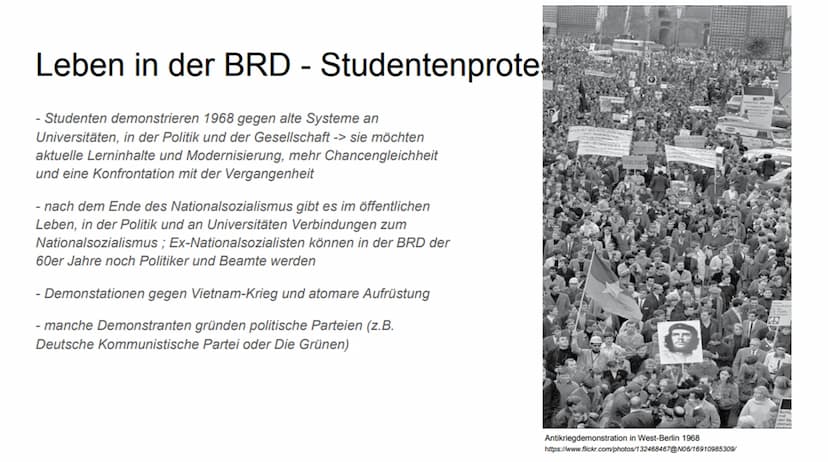 Das Leben in der DDR und BRD
BRD
Bundesrepublik Deutschland
Nordrhein-Westfalen
Rheinland-Pfalz
Saarland
Schleswig-Holstein
Hessen
Niedersac