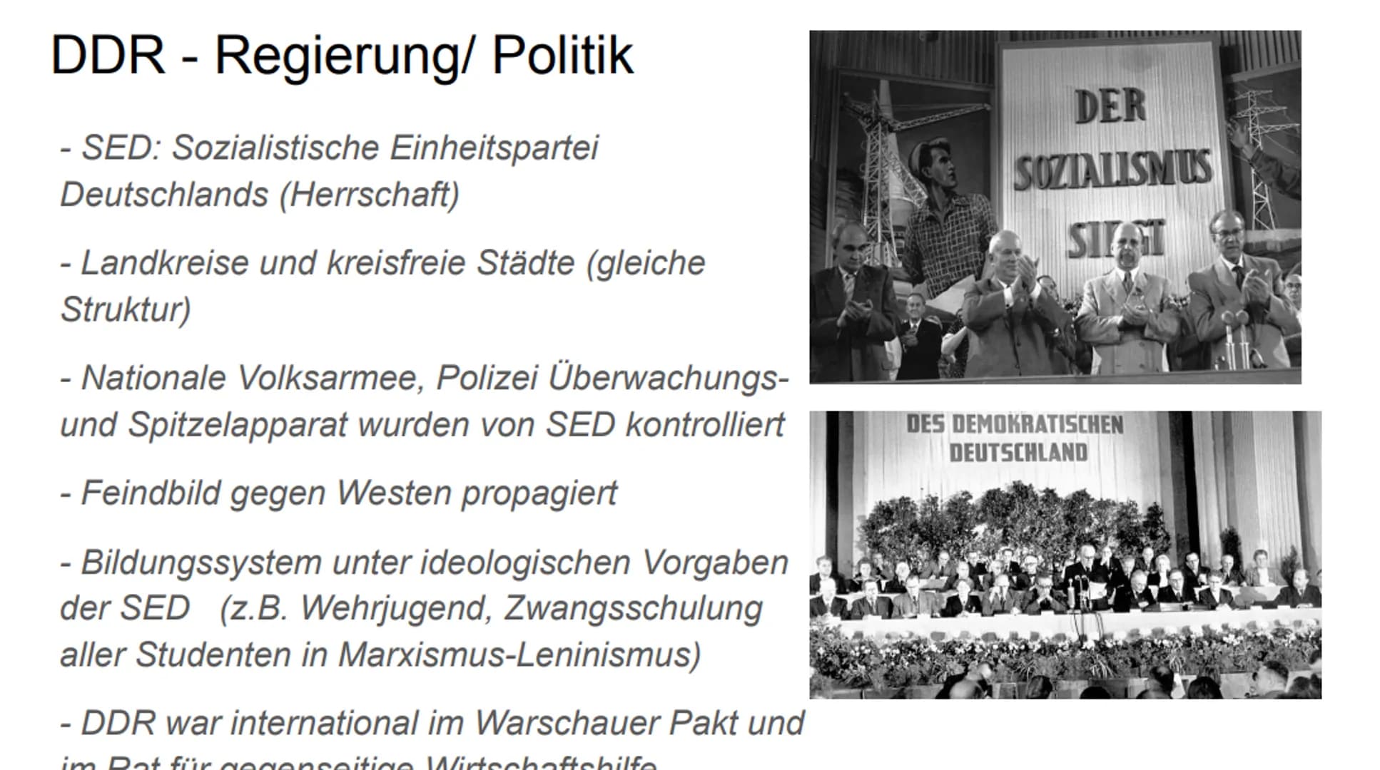 Das Leben in der DDR und BRD
BRD
Bundesrepublik Deutschland
Nordrhein-Westfalen
Rheinland-Pfalz
Saarland
Schleswig-Holstein
Hessen
Niedersac
