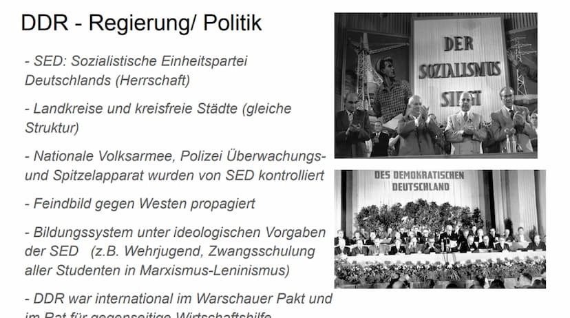 Das Leben in der DDR und BRD
BRD
Bundesrepublik Deutschland
Nordrhein-Westfalen
Rheinland-Pfalz
Saarland
Schleswig-Holstein
Hessen
Niedersac