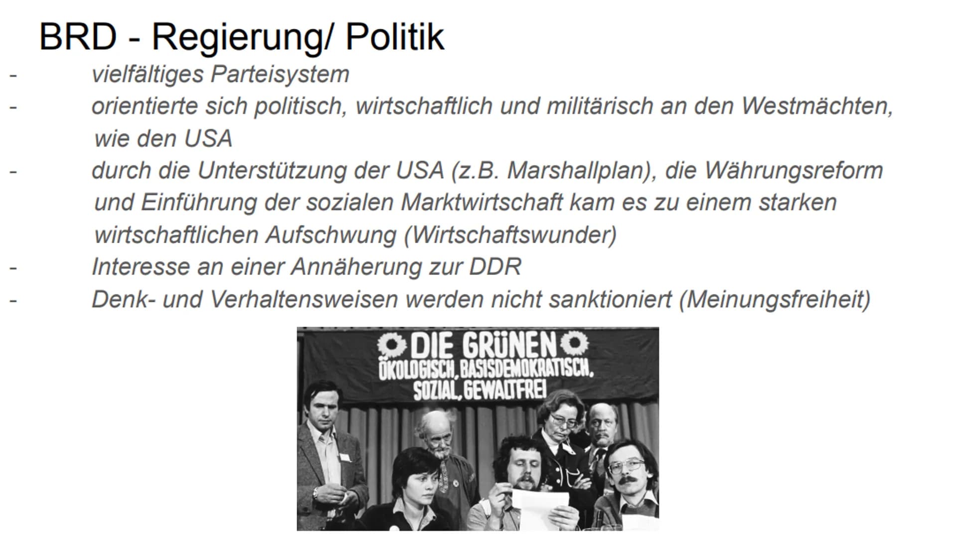 Das Leben in der DDR und BRD
BRD
Bundesrepublik Deutschland
Nordrhein-Westfalen
Rheinland-Pfalz
Saarland
Schleswig-Holstein
Hessen
Niedersac