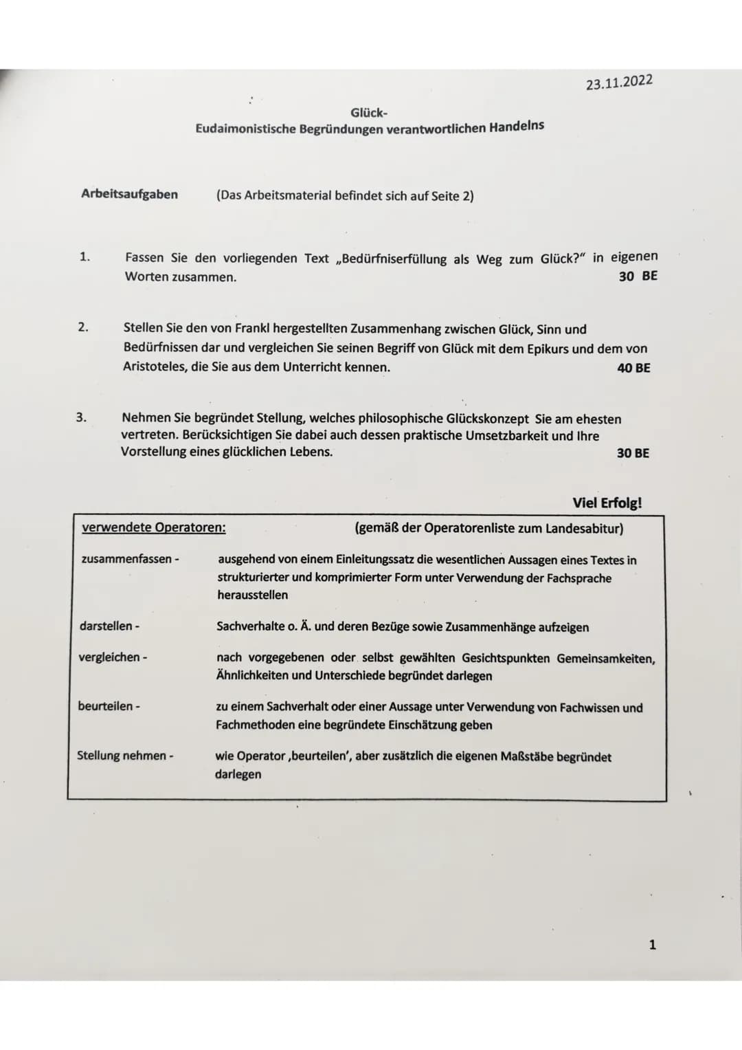 Klausur: Glück