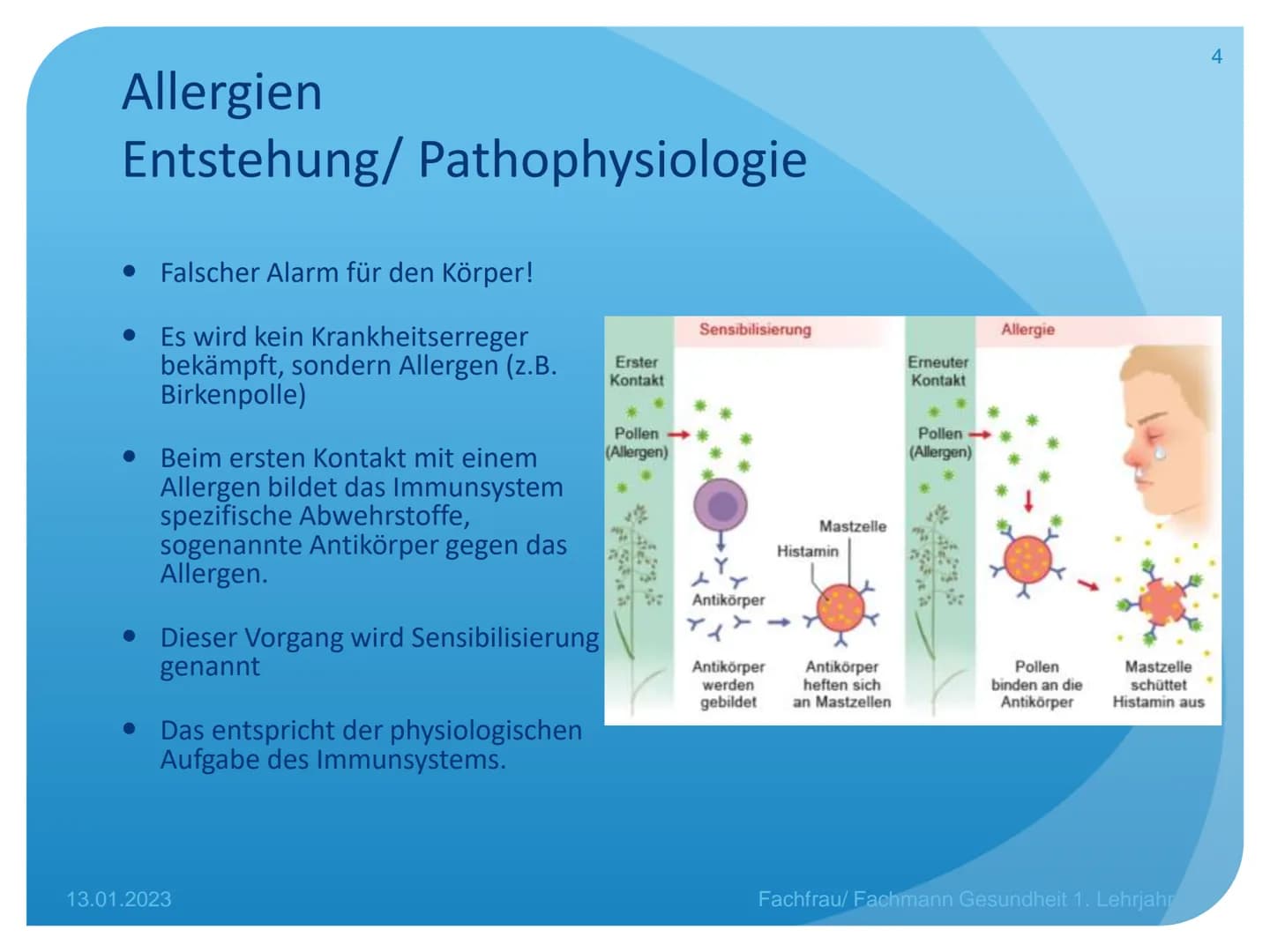 Allergien, Psoriasis,
Pilzerkrankungen
Unterricht Fachfrau Gesundheit 1. Lehrjahr Allergien Allergien
Definition
• erworbene Überempfindlich