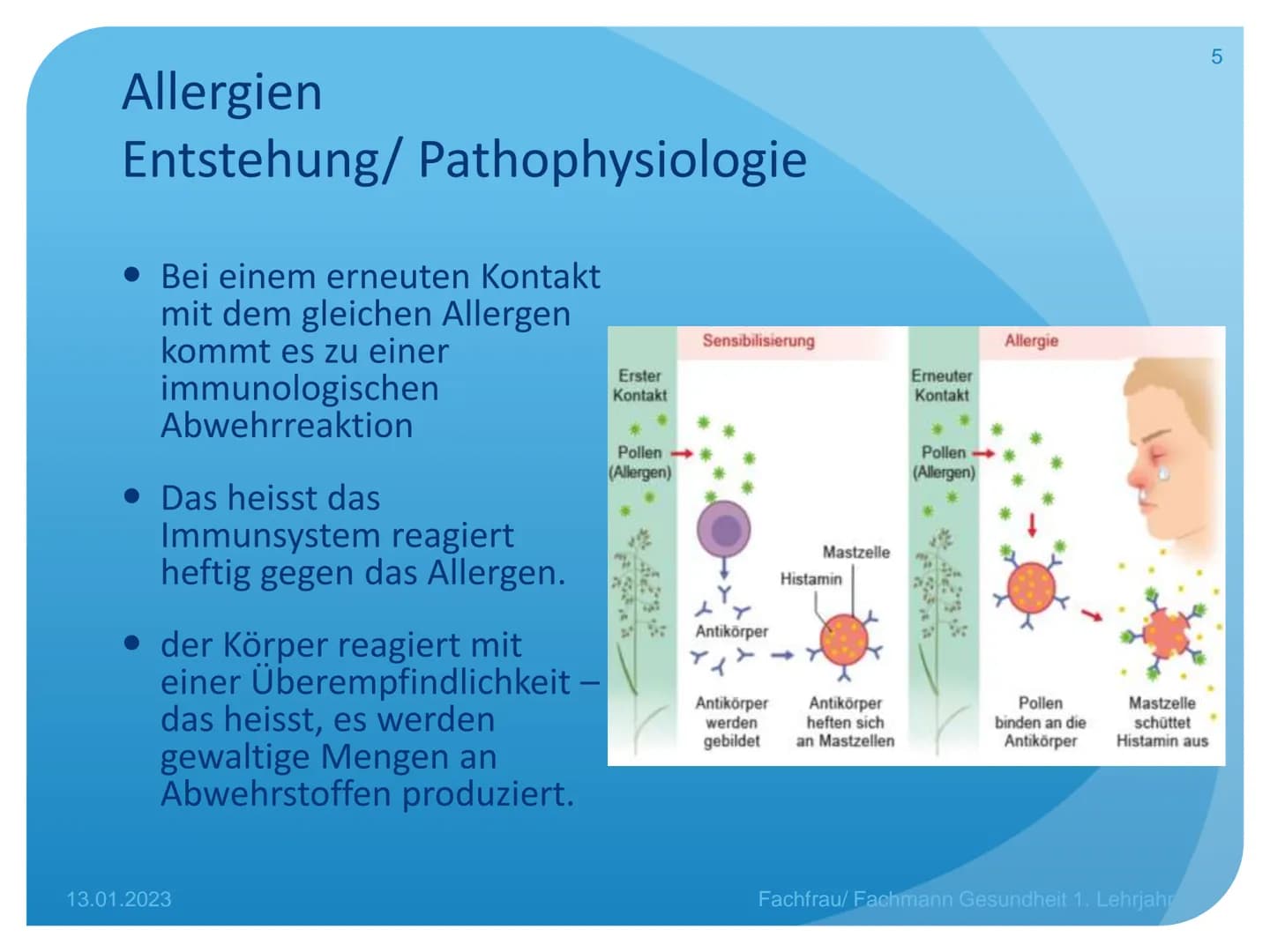 Allergien, Psoriasis,
Pilzerkrankungen
Unterricht Fachfrau Gesundheit 1. Lehrjahr Allergien Allergien
Definition
• erworbene Überempfindlich