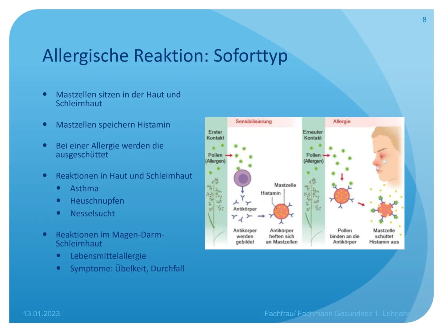 Allergien, Psoriasis,
Pilzerkrankungen
Unterricht Fachfrau Gesundheit 1. Lehrjahr Allergien Allergien
Definition
• erworbene Überempfindlich