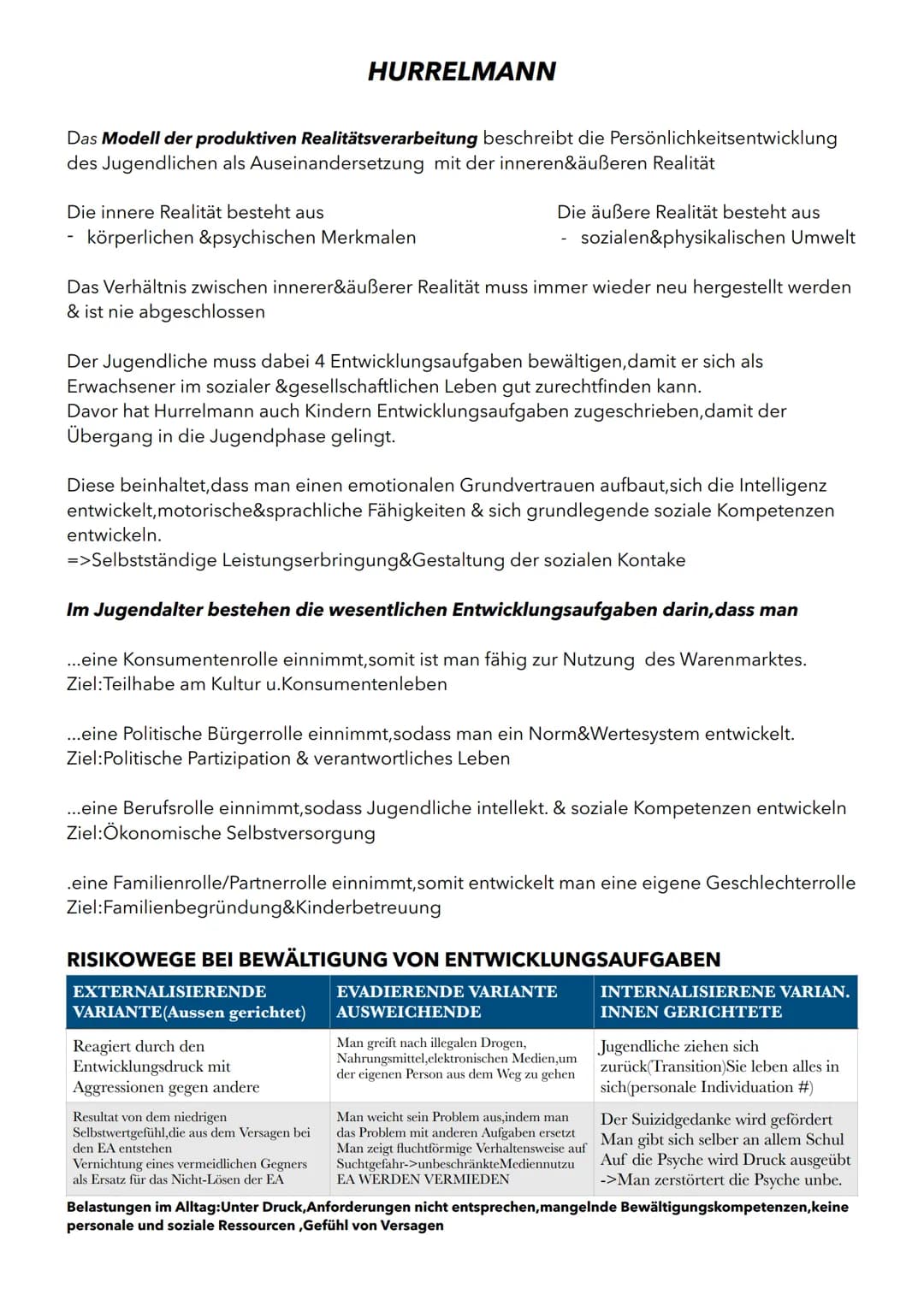 Das Modell der produktiven Realitätsverarbeitung beschreibt die Persönlichkeitsentwicklung
des Jugendlichen als Auseinandersetzung mit der i