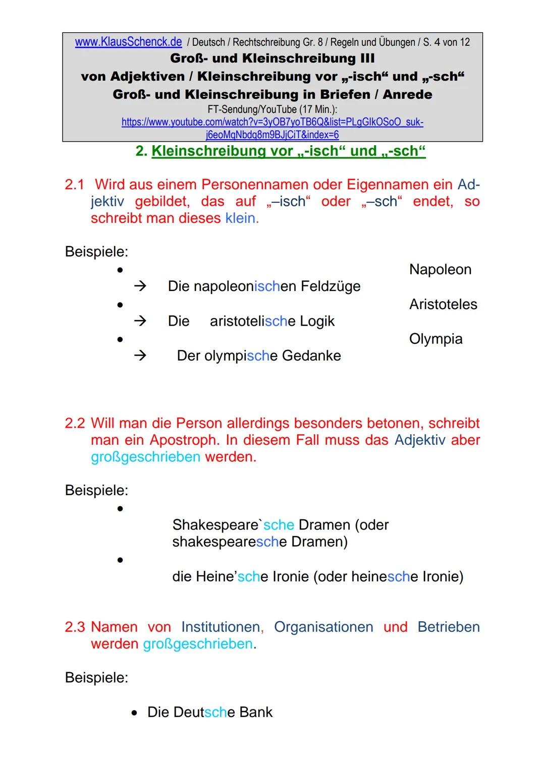 www.KlausSchenck.de / Deutsch (2008/09) / Rechtschreibung Gr. 1 / Regeln und Übungen / S. 1 von 11
s-Laute / Doppelungen / dass/das
FT-Sendu