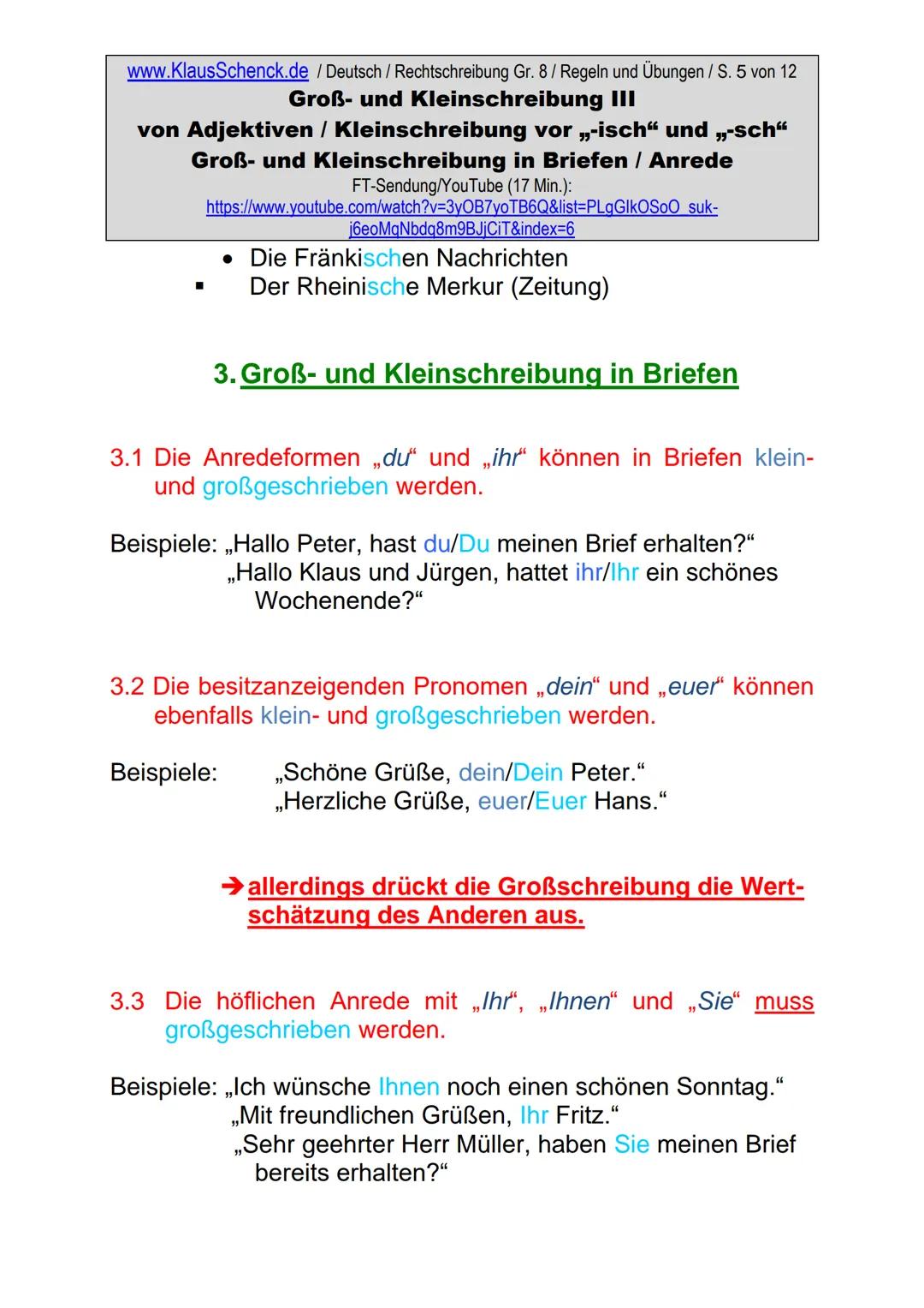 www.KlausSchenck.de / Deutsch (2008/09) / Rechtschreibung Gr. 1 / Regeln und Übungen / S. 1 von 11
s-Laute / Doppelungen / dass/das
FT-Sendu