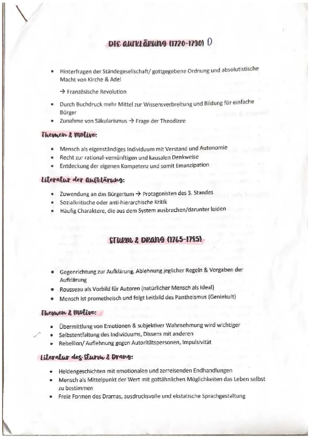 Deutsch Epochen