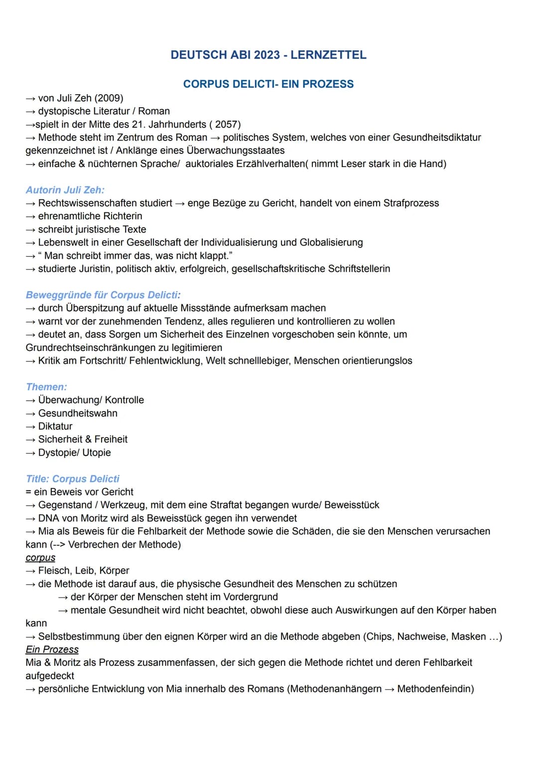 →von Juli Zeh (2009)
→ dystopische Literatur / Roman
→spielt in der Mitte des 21. Jahrhunderts (2057)
→ Methode steht im Zentrum des Roman →