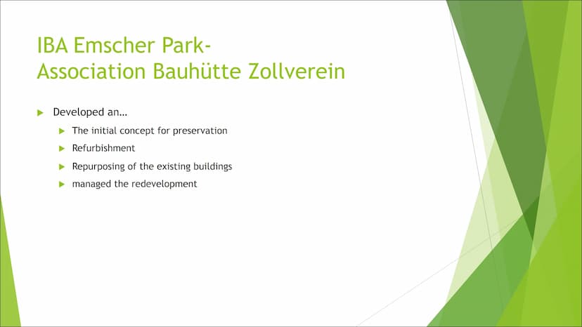 Zeche und Kokerei
› Zollverein, Essen
IBA Emscher Park Table of content
► History
IBA Emscher Park/ Association Bauhütte Zollverein
► Nowada