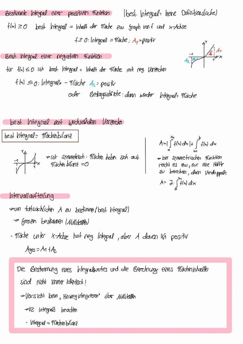 integral
1. Integral als grenzwert von Ober- and Untersumme
Obs. + Un.s. haben selben Grenzwert
- Integral beschreilet Wert gesuchten Fläche