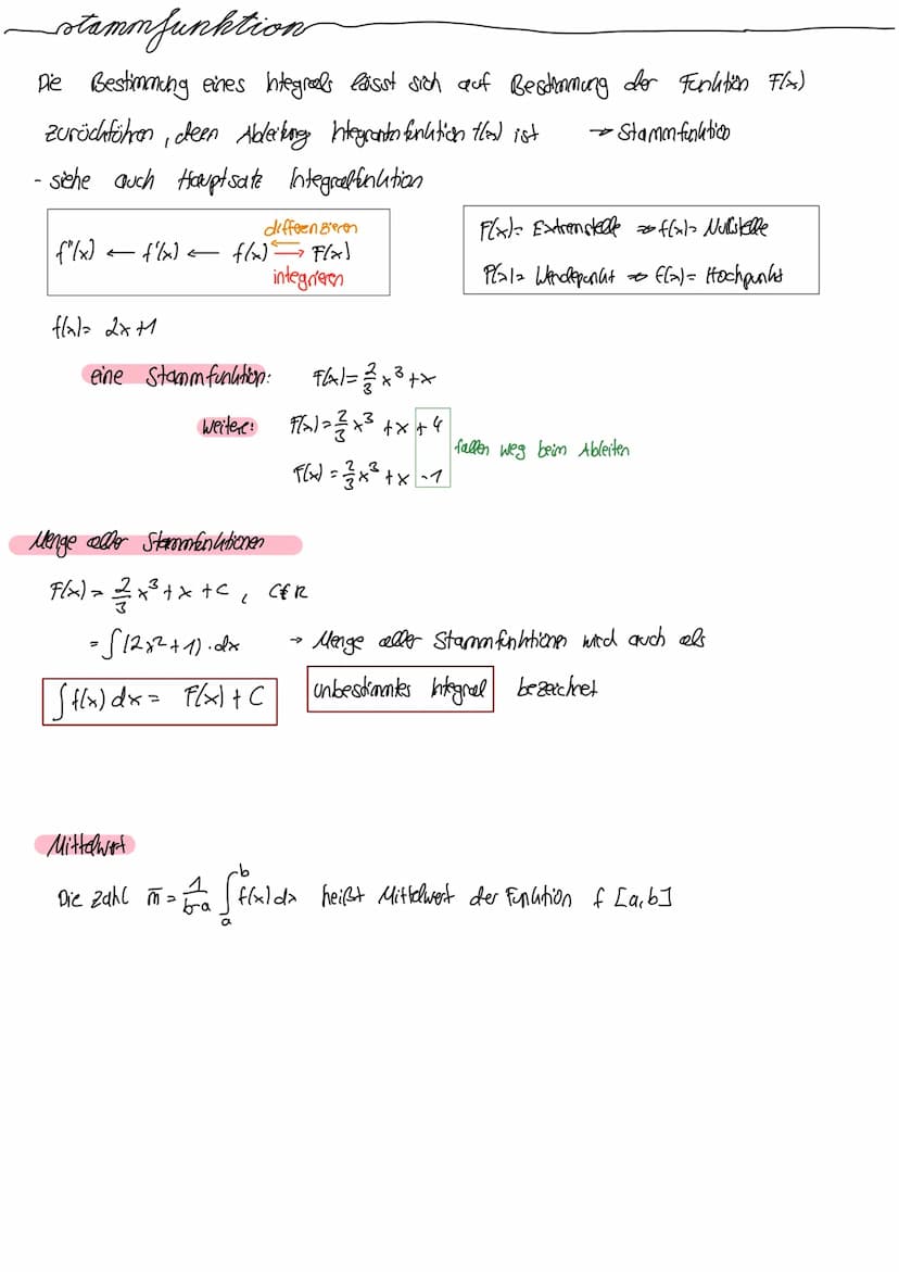 integral
1. Integral als grenzwert von Ober- and Untersumme
Obs. + Un.s. haben selben Grenzwert
- Integral beschreilet Wert gesuchten Fläche