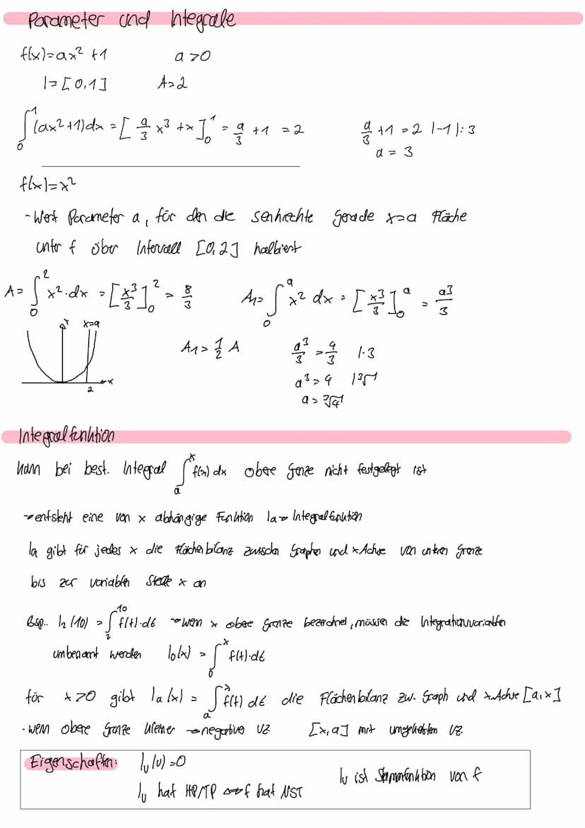 integral
1. Integral als grenzwert von Ober- and Untersumme
Obs. + Un.s. haben selben Grenzwert
- Integral beschreilet Wert gesuchten Fläche