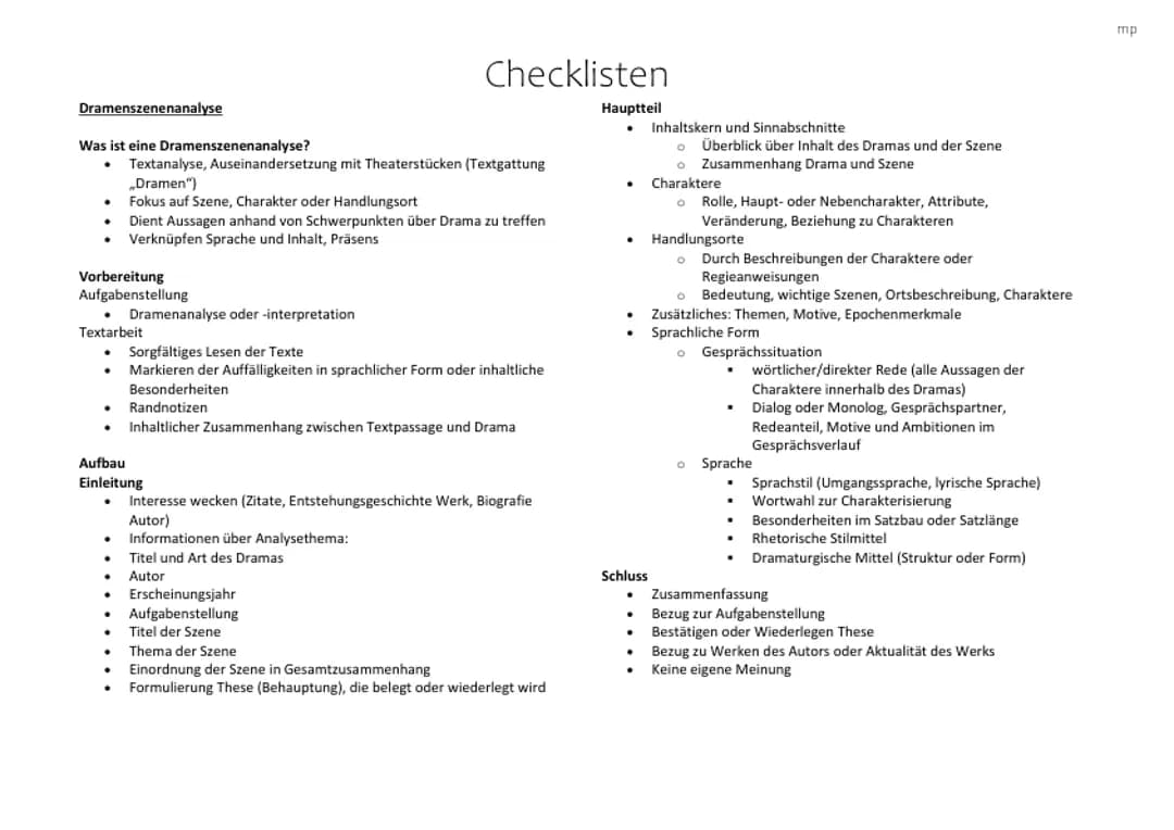 Deutsch Abitur Sachsen 2024 Checklisten