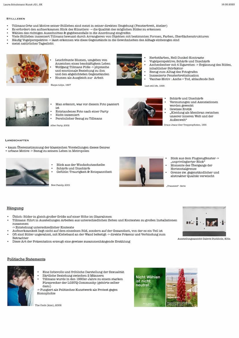 Laura Schuhmann Kunst JG1, SK
Wolfgang Tillmans - sein Leben
Er ist Deutscher Fotograf und Künstler, lebt und arbeitet in Berlin und London
